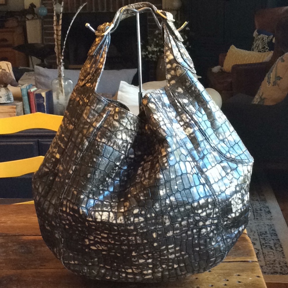GIVENCHY Croc- Embossed Hobo Bag